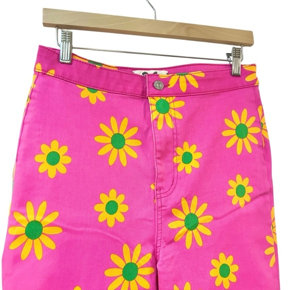 We The Free Youthquake Crop Flare Jeans Sz 31 Floral Print Pink Retro Pants - Picture 6 of 12